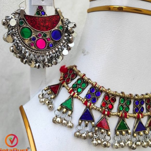Antique Afghan handmade stylish jewelry-Tribal choker set - Picture 4 of 6